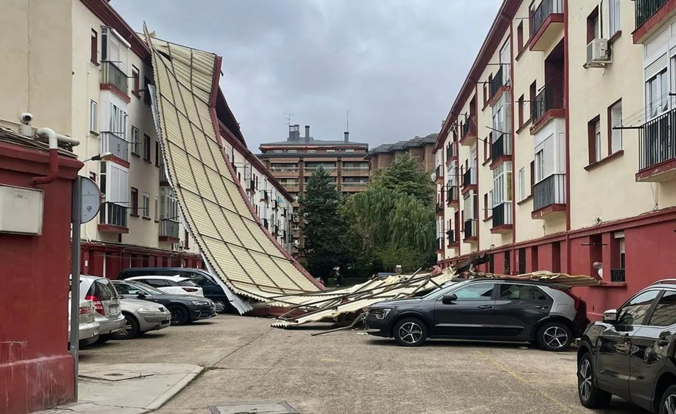 Efecto vela por fuertes vientos en Valladolid.